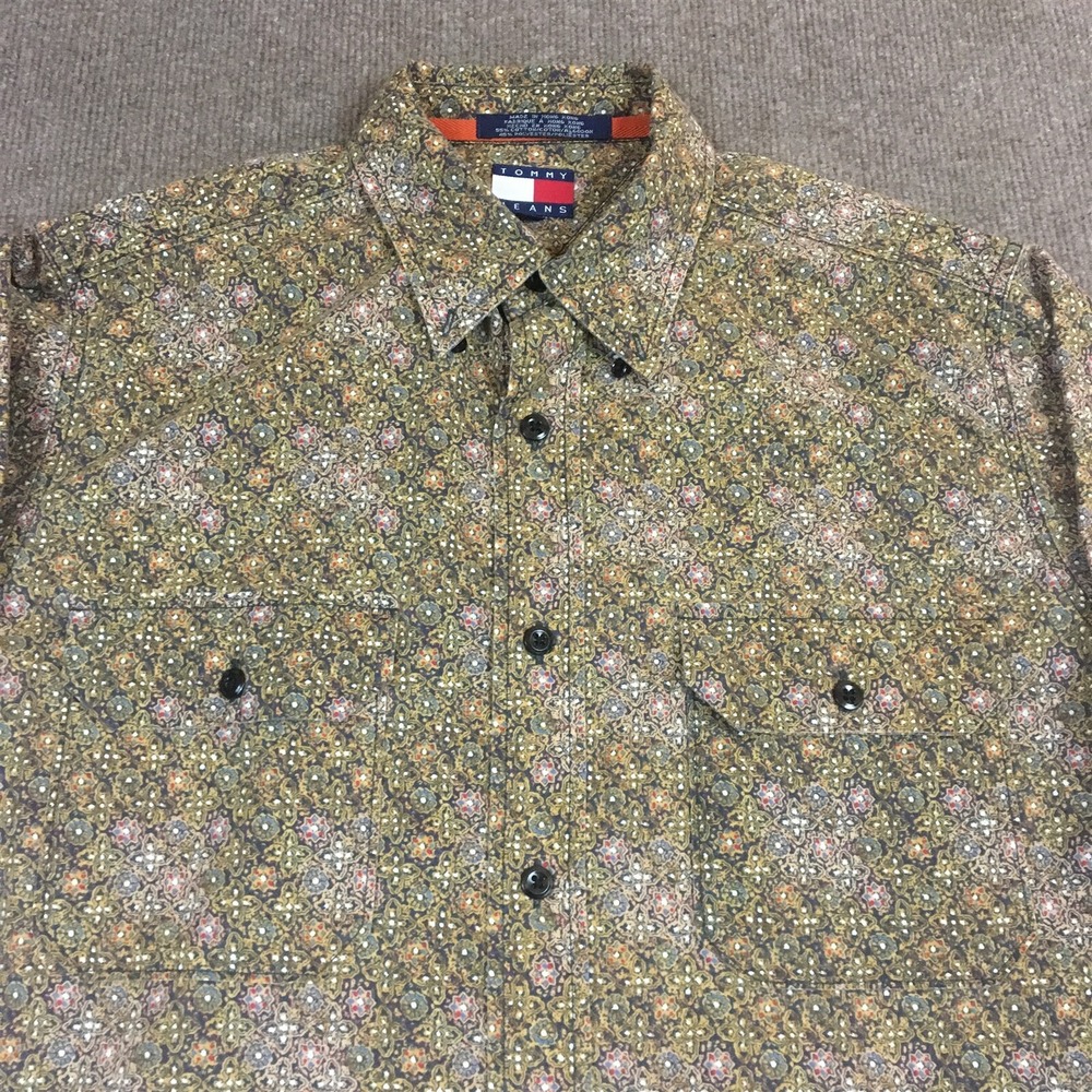Tommy Hilfiger Denim Paisley Button Down Long Sleeve Shirt Men's Size Medium - Picture 2 of 6